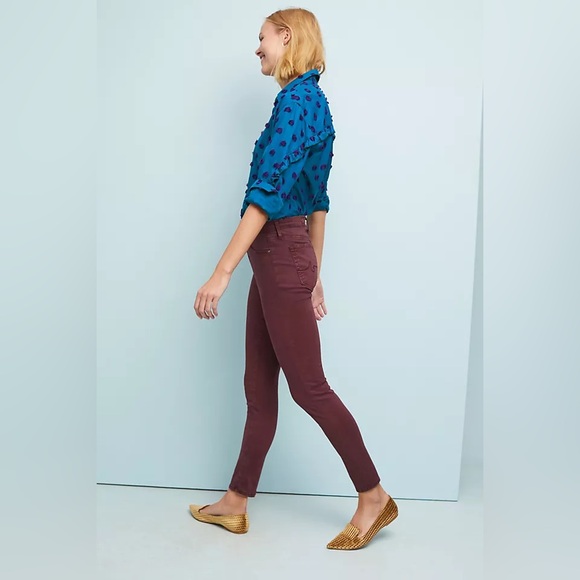 AG JEANS The Abbey Sateen Mid-Rise Skinny Ankle Jeans - Wine - LSS1788 - Sz 24 - Picture 3 of 13